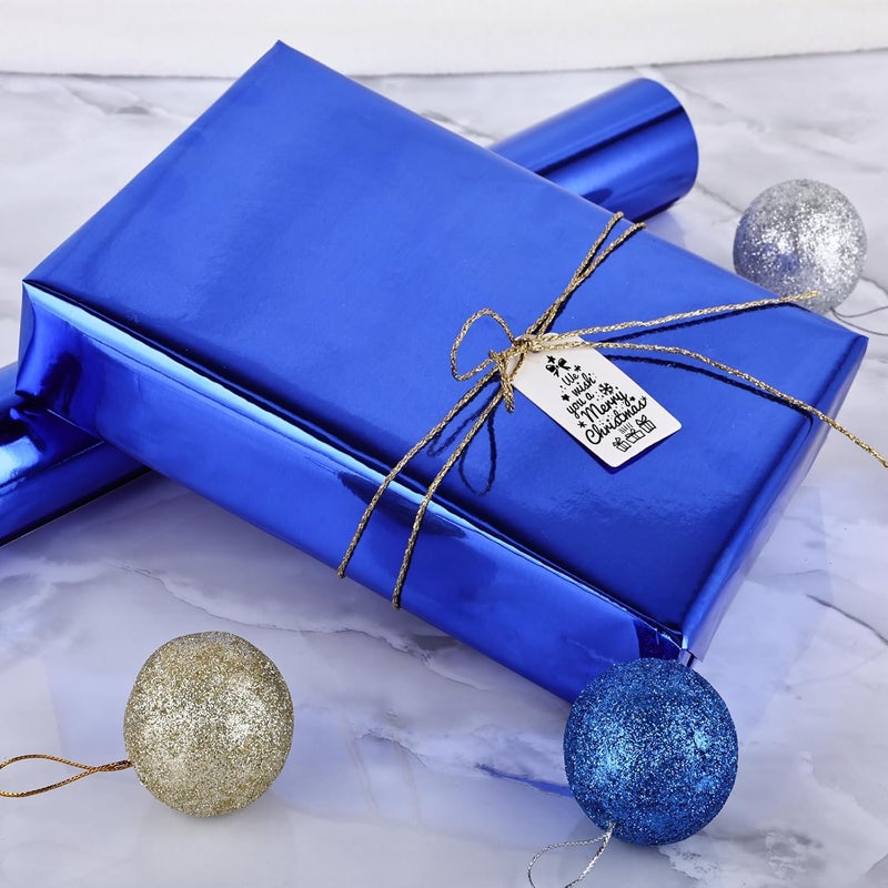 NESCCI Royal Blue Metallic Wrapping Paper, Solid Color Paper,Gift Wrapping Paper,Perfect for Wedding,Valentine's Day,Birthday, Christmas,Baby Shower,DIY Bouquet (17 Inches X 32.8 Feet) - Image 3